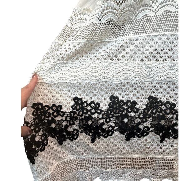 By Anthropologie Whimsigoth Boho Tiered Maxi Dress Contrast Crochet Lace SZ L - Picture 9 of 16